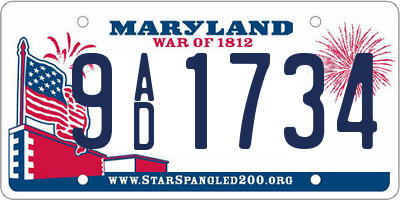 MD license plate 9AD1734