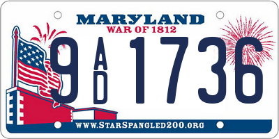 MD license plate 9AD1736