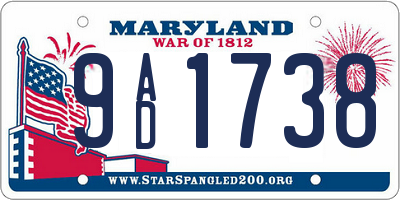 MD license plate 9AD1738