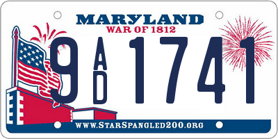 MD license plate 9AD1741