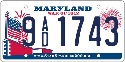 MD license plate 9AD1743