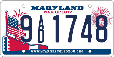 MD license plate 9AD1748