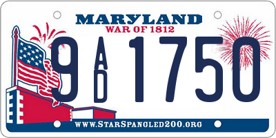 MD license plate 9AD1750