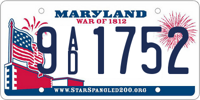 MD license plate 9AD1752
