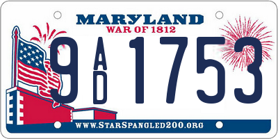 MD license plate 9AD1753