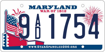 MD license plate 9AD1754