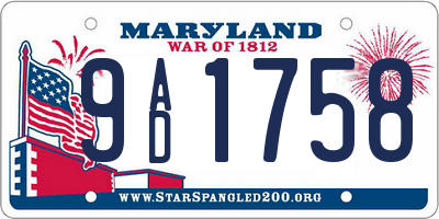 MD license plate 9AD1758