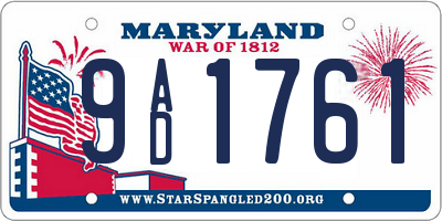 MD license plate 9AD1761