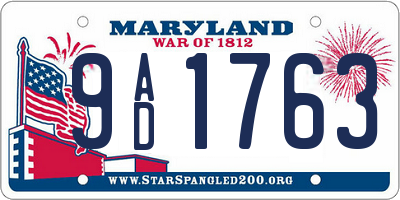 MD license plate 9AD1763