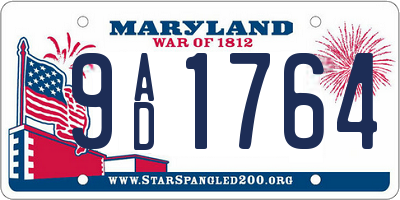 MD license plate 9AD1764