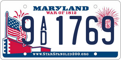 MD license plate 9AD1769