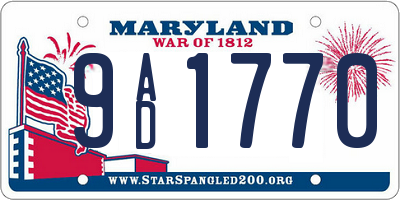 MD license plate 9AD1770