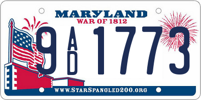 MD license plate 9AD1773