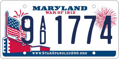 MD license plate 9AD1774