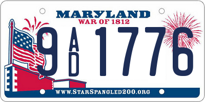 MD license plate 9AD1776