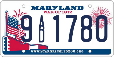 MD license plate 9AD1780