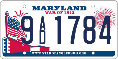 MD license plate 9AD1784