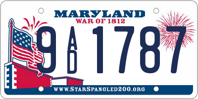 MD license plate 9AD1787