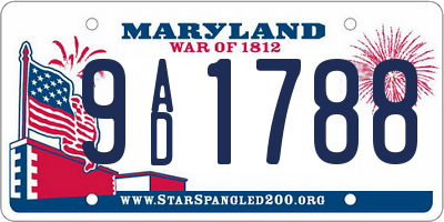 MD license plate 9AD1788