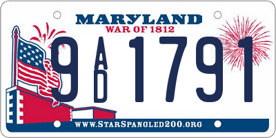 MD license plate 9AD1791