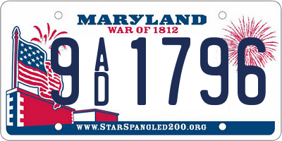 MD license plate 9AD1796