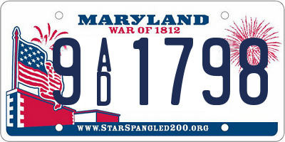 MD license plate 9AD1798