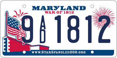 MD license plate 9AD1812