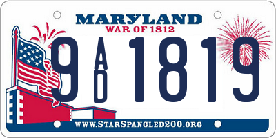 MD license plate 9AD1819