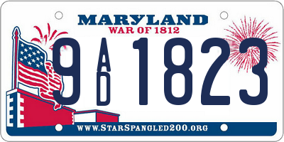 MD license plate 9AD1823