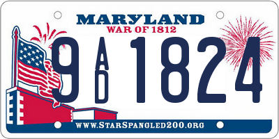 MD license plate 9AD1824