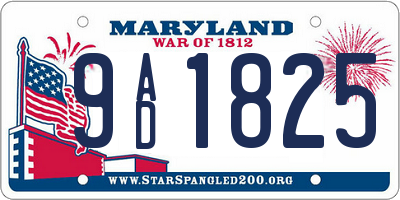 MD license plate 9AD1825