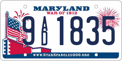 MD license plate 9AD1835