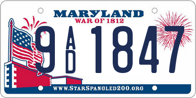 MD license plate 9AD1847
