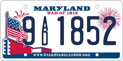 MD license plate 9AD1852