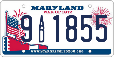 MD license plate 9AD1855