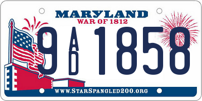 MD license plate 9AD1858