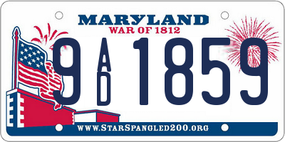 MD license plate 9AD1859