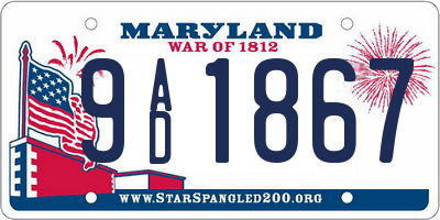 MD license plate 9AD1867