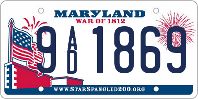 MD license plate 9AD1869