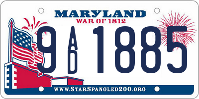 MD license plate 9AD1885