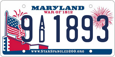 MD license plate 9AD1893