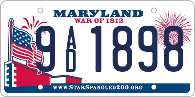 MD license plate 9AD1898