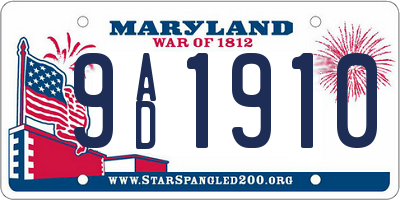 MD license plate 9AD1910