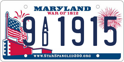 MD license plate 9AD1915