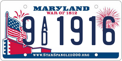 MD license plate 9AD1916