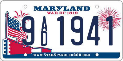 MD license plate 9AD1941