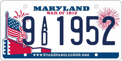 MD license plate 9AD1952