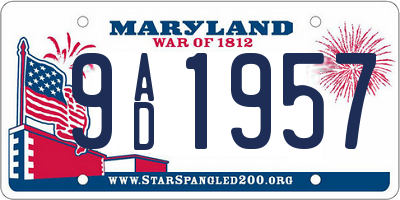 MD license plate 9AD1957