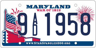 MD license plate 9AD1958