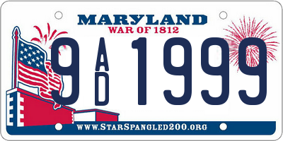 MD license plate 9AD1999